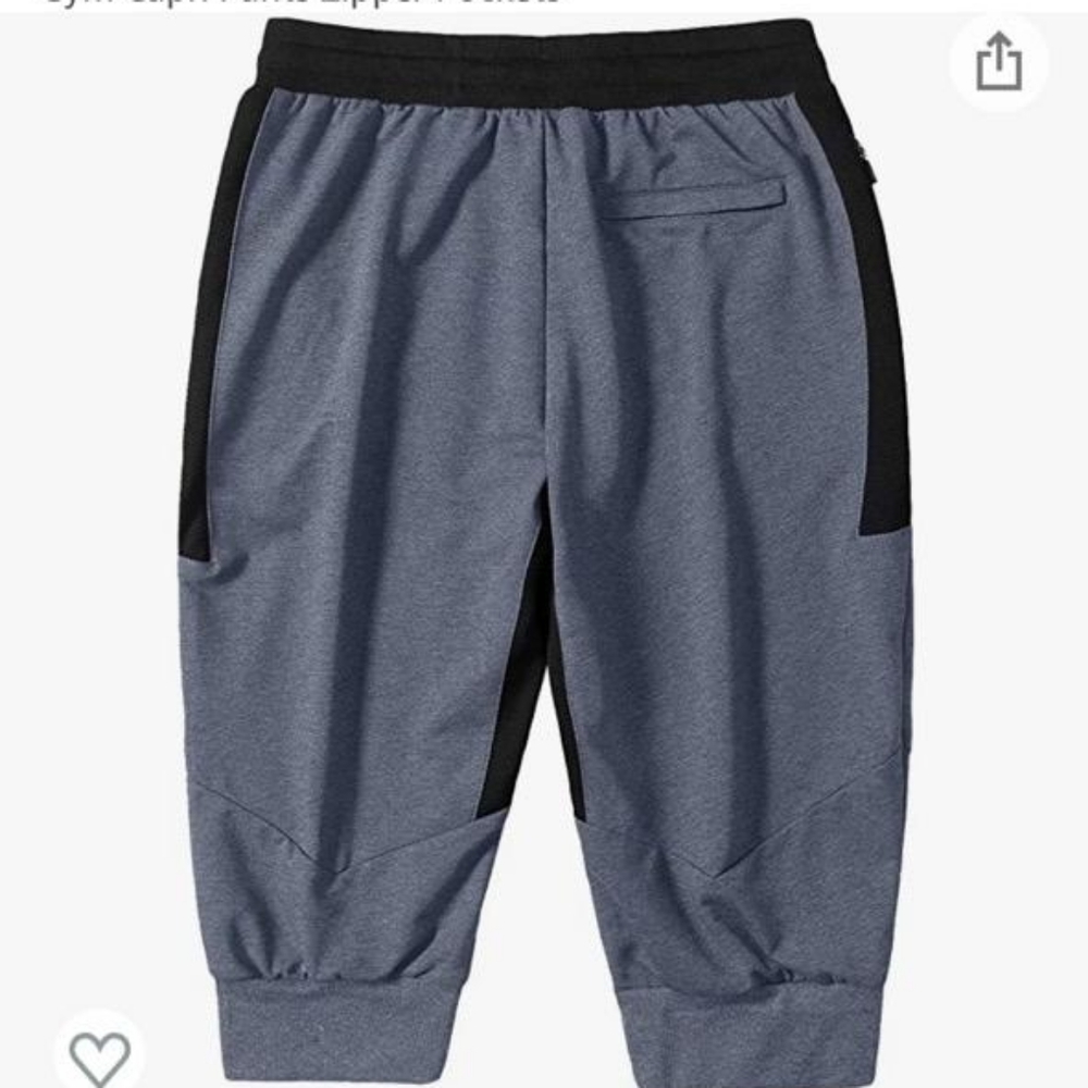 BIYLACLESEN Men's 3/4 Joggers Shorts Below Knee Running Gym Capri Pants Zipper